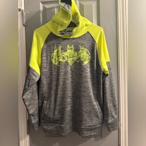 DC Comics Batman hoodie pullover neon green & gray Side pockets Boys size 2XL 18